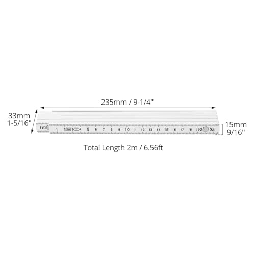 QWORK® 5 Stück Gliedermaßstab, 2m Plastik Glasfaser-Massstab Schwarz, Zollstock, Maßstab