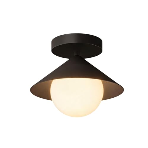 ROETGWIS 7-Inch Semi Flush Mount Ceiling Light, Modern Metal Cone