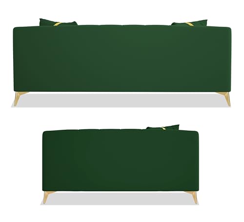 Image of Adorn India Premium Mystic - 3 Years Warranty - 3+2 Sofa Set Velvet Suede Fabric - Green