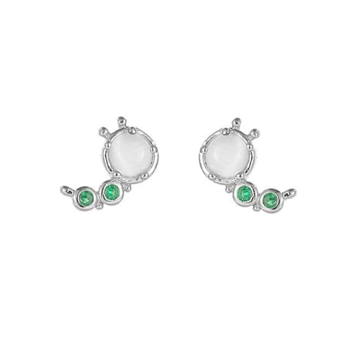 Boucles d'oreilles argent S925 anti-allergie avec jade blanc naturel