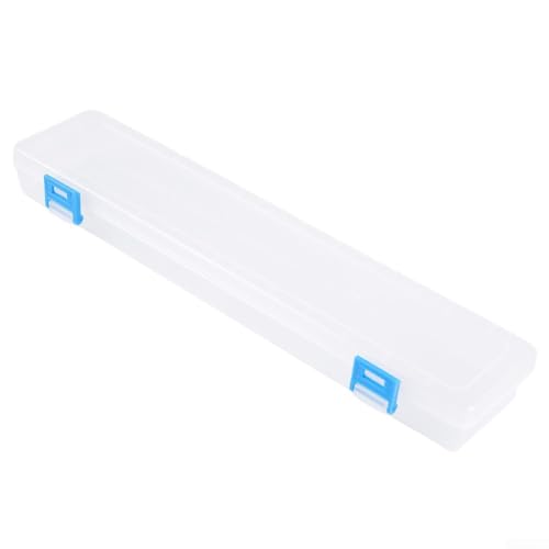 Caja organizadora de plástico para pinceles y bolígrafos de acuarela con tapa con bisagras para pintar lápices, marcadores, tijeras, costura, abalorios y suministros de manualidades, blanco, 33 x 7 x