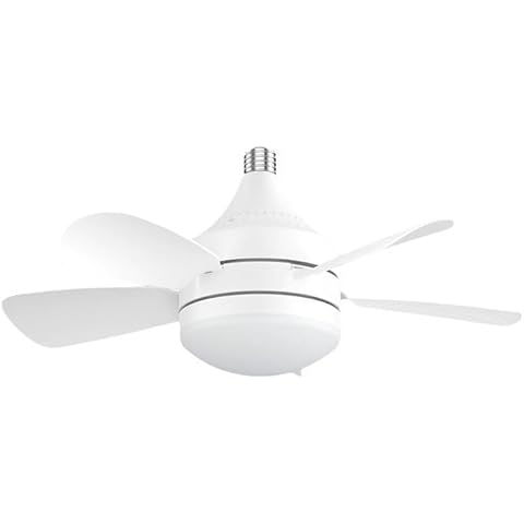 KONPWAY E26 Socket Fan Light - 3 Colors Stepless Dimmable, 18-inch Screw in Ceiling Fan with 3 Speeds for Bedrooms, Kitchens, Laundry, Garages - White Cover