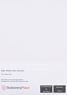 Stationery Place Thin White Card 160 GSM High White Ultra Smooth A4 100 Sheet Pack