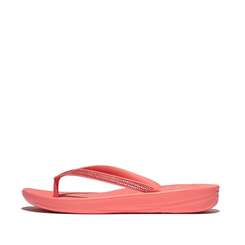 Image of FitFlop Womens iQushion Sparkle Ergonomic Flip Flops for Walking, Lightweight Waterproof Cushioned Thong Sandals for Women with Non Slip Bottom and Arch Support | Lightweight Waterproof Walking Sandals w /Cushioned Comfort & Arch Support