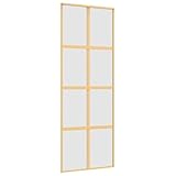 vidaXL Schiebetür, Glasschiebetür mit Metallrahmen, Schlank Glastür Tür mit Zubehör, Innentür Zimmertür, Golden 76x205 cm Matt ESG-Glas Aluminium