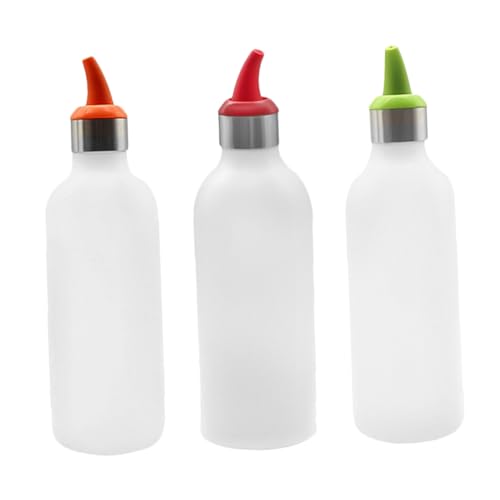 MUCKLILY 3Pcs Multi Functional Squeeze Sauce Bottles Translucent Condiment Dispensers for Ketchup Salad Dressing More Flexible Sauce Containers Random Colors
