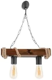 megüsa Otantik Ahşap Doğal Kütük Halatlı 2li Avize(Koyu Renk) koyu renk 30 x 60 - Görsel 2