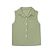 Girls Linen Tank Tops Spring Summer Beach Vacation Cotton Collar Sleeveless Shirts Casual Gauze Crewneck Button Down Tunic Top Cruise Capsule Wardrobe Valentine's Day Camisole Size 7-8 Green