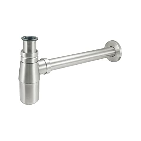 SOLVEX Bathroom Round Bottle P Trap 1 1/4,Basin Sink Waste Drain P Trap Kit,Stainless Steel Drain Pipe Tube Kit for Bathroom Vessel Sink Lavatory,Brushed Nickel,SP-71803 Cover