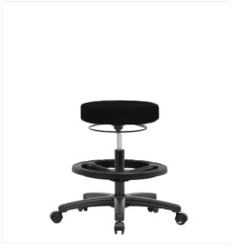Tabouret bleu Thomas avec base en nylon noir et repose-pied ajustable