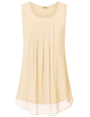 Timeson Tunics Or Tops To Wear With Leggings,Summer Sleeveless Blouses Tops For Women Loose Fit Dressy Tanks Beige Business Casual Tops For Office Wear Flowy Long Shirts Beige Xx-Large #TOP13