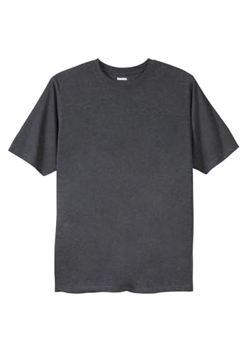 KingSize Men's Big & Tall Shrink-Less Lightweight Crewneck T-Shirt - 3XL, Heather Charcoal