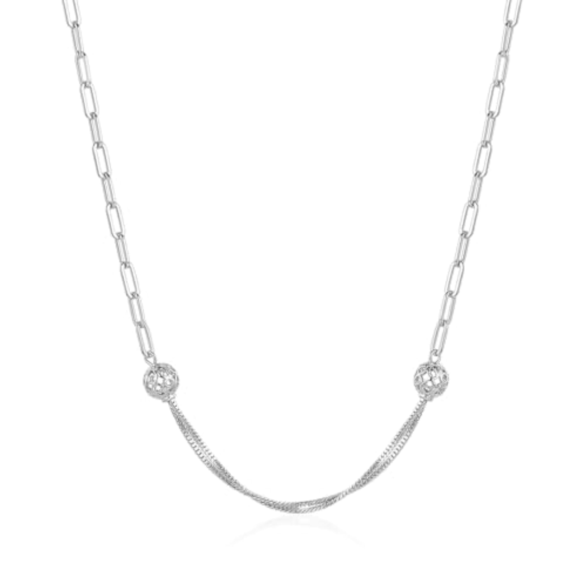 Women's Pure 925 Silver Multi-Strand Filigree Drop Necklace