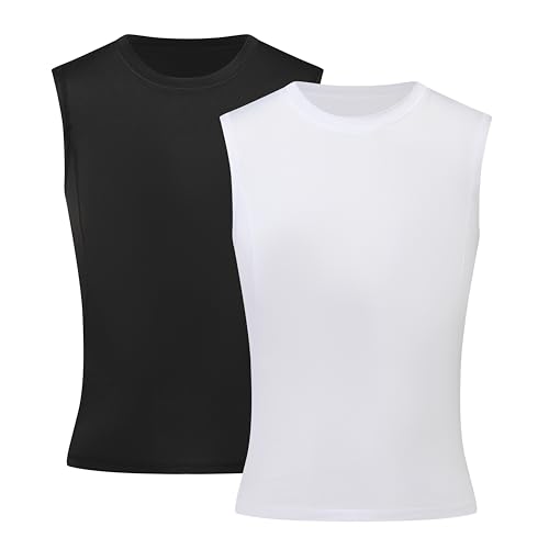 Youth Boys Compression Sleeveless Shirt Undershirts Workout Base Layer Vest Quick Dry Soccer Shirts