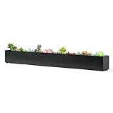 GZGNEEVL Trough Rectangle Planter Window Sill Planter Box Long Window Planters Modern Galvanized Steel Succulent Planter Black Metal Windowsill Pot 32 in for Indoor Plants Herb Table Home Outdoor
