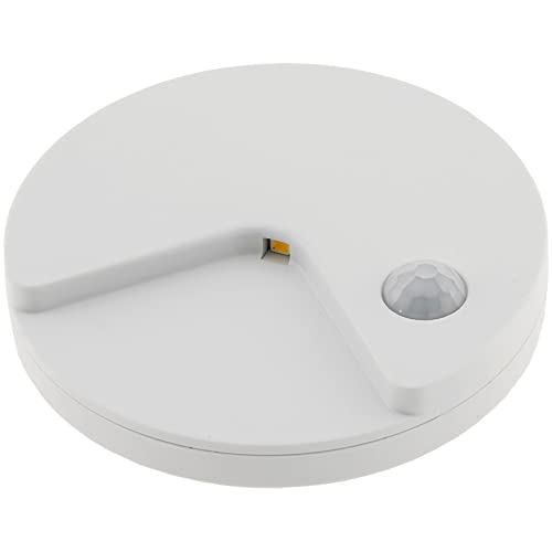 ChiliTec LED Nachtlicht mit Bewegungsmelder Akku Dämmerungssensor Flach 80x14mm Runde auflabdbare Akku-Leuchte mit 90° Sensor I Weiß