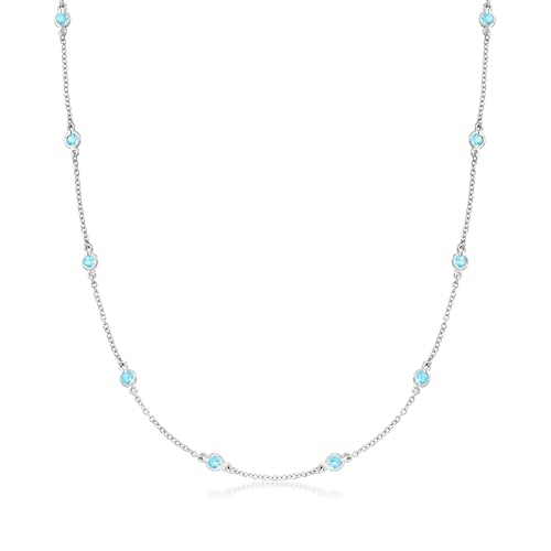 Ross-Simons 1.70 ct. t.w. Bezel-Set Swiss Blue Topaz Station Necklace in Sterling Silver