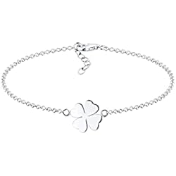 Elli Pulseras Mujeres Hoja de Trébol Símbolo Talismán en Plata de Ley 925