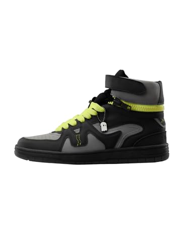 Image of The Souled Store UBZ Convertible: Shuttle 2-in-1 High Top Low Top Sneaker Textured PU and Padded Mesh Breathable Flexible Sole Streetwear Casual Sneakers for Men UK 6-11