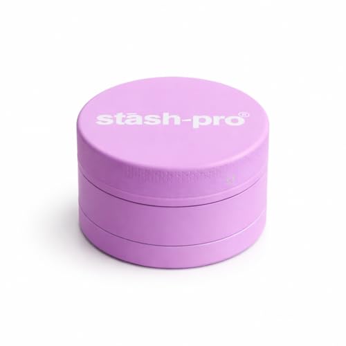 Image of Stash-Pro Small Neon Crusher (Purple) | Compact Mini Metal Crusher /Grinder | 38mm Diameter x 23mm Height | Textured Grip | Pocket Size | Easy Twist Design