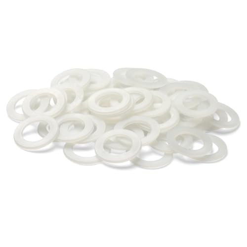 BOUMVID Arandelas de Plástico M10 x 16 mm, 50 Pieza Arandelas de Plástico Nailon, Arandela de Goma Nylon Plastico Blanco, Arandelas Espaciadoras Bricolaje para Mecánica Mantenimiento Electrónica