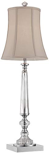 Vienna Full Spectrum Belardo Traditional Luxury Style Console Table Lamp 32" Tall Clear Crystal Glass Taupe Bell Shade Decor For Living Room Bedroom House Bedside Nightstand Home Office Family #TOP5