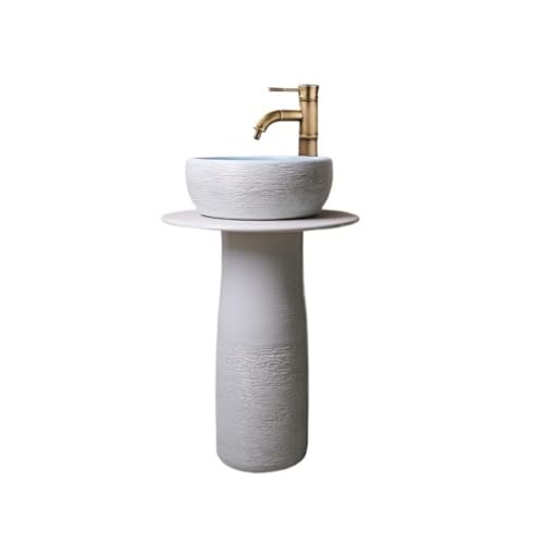 Lavandino a piedistallo Lavandino in ceramica con rubinetto e scarico, lavabo da pavimento for bagno