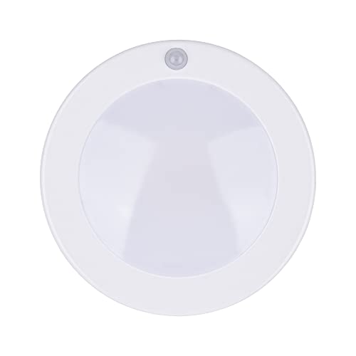 Lit-Path Led Motion Sensor Flush Mount Ceiling Lighting Fixture, Closet Light With Motion Sensor, 10.5W, 800 Lumen, 6.2 Inch, Anti-Rust Galvanized Housing, White Finish 5000K 2-Pack #TOP1