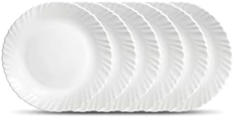 LaOpala Diva, Classique Collection, Opal Glass Quarter Plate Set 6 pcs, Plain White