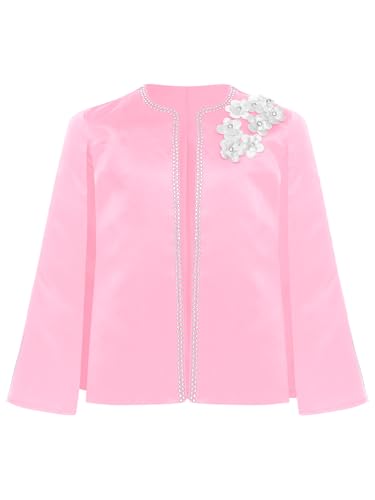 JEYPINMI Girls Shiny Rhinestones Open Front Bolero Cardigan Wedding Bridesmaid Dress Cover Up Jacket Princess Cape3