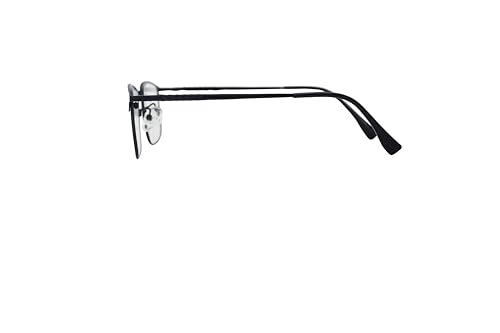 Image of ADMIRE Metal Frame Eyeglasses, Black, Rectangular Shape, Clear Lens, Lightweight Hal-Rim Spectacles