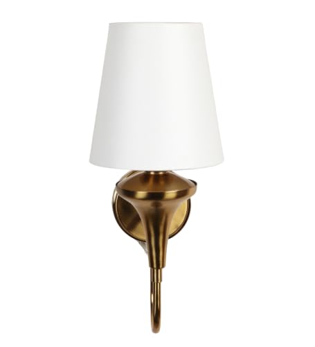 Image of ELIANTE Elegant Modern Gold Iron Wall Light with Fabric Cone Shade for Living Room and Bedroom, E27 Holder, Without Bulb
