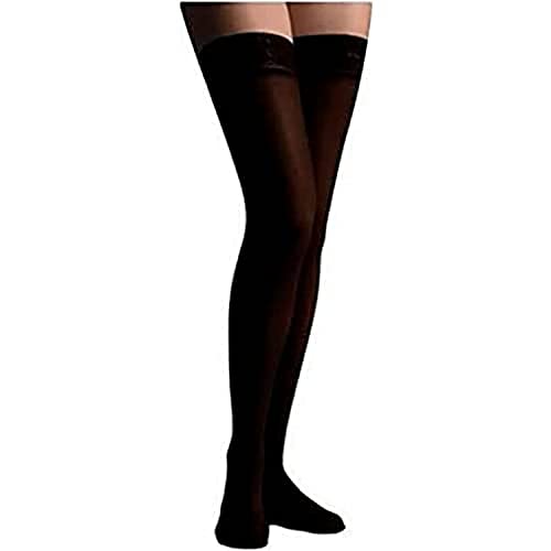 Medilast - Medias Largas de Compresión Normal - Calcetines Compresivos para Varices, Piernas Cansadas o Hinchazón - Blonda de Silicona - Confort y Adaptabilidad - Color Negro - Talla XL