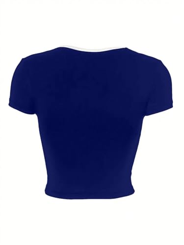 Image of Aahwan Women's Royal Polyester Regular Fit Cropped Top