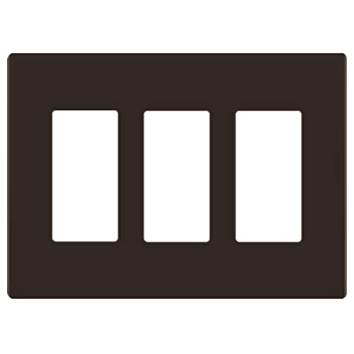 Image of LIDER Decorator Switch Cover, Screwless Wall Plate, Mid-Size 3-Gang 4.88 inch x 6.77 inch, LSWP-33M-BR, UL Listed, Thermoplastic, Matte Brown, 1-Pack
