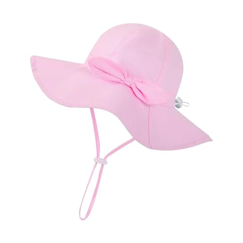 Baby Sun Hat Bonnet Adjustable Outdoor Beach Wide Brimmed Bucket Hat for Infants Headwrap Solid Color