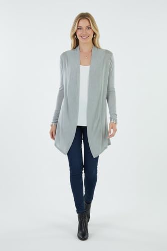 Image of ToBeInStyle Womens Open Front Long Sleeve Lightweight Asymmetrical Draped Cardigan with Side Pockets