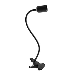 Douille E27 avec Pince, Câble avec Interrupteur ON/OFF et Prise Européenne, Douille E27 avec Clip col de Cygne 360° Ajustable, pour Liseuse, Plante, Tortue, Nail Art, Aquarium, Noir (Sans Ampoule)