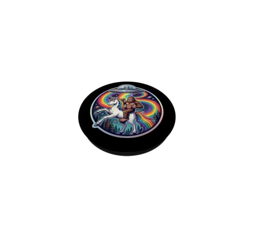 Bigfoot chevauchant Une Licorne rayonnée par UFO Alien Cryptid Art PopSockets PopGrip Adhésif – vue 2