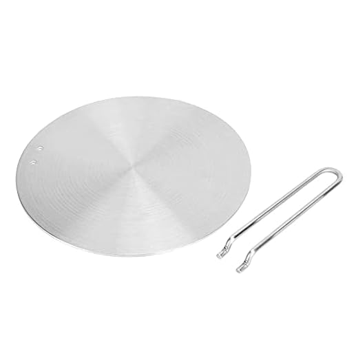 Induction Converter Heat Diffuser Simmer Ring Plate,Stainless Steel Heat Diffuser Induction Plate with Stainless Handle Adapter Converter Gas Electric Cooker Plate (20cm)