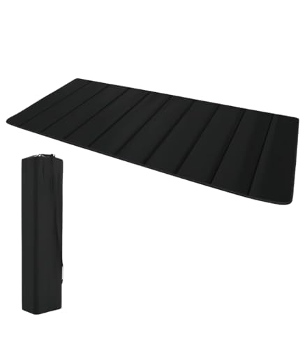 折りたたみシングルマットレス オックスフォードカバー 発泡ポリ 使用 軽量 コンパクト 省スペース収納 通気性 昼寝 キャンプ 車中泊 寮 オフィスなどに使用できます (ブラック,195*72*1 cm)