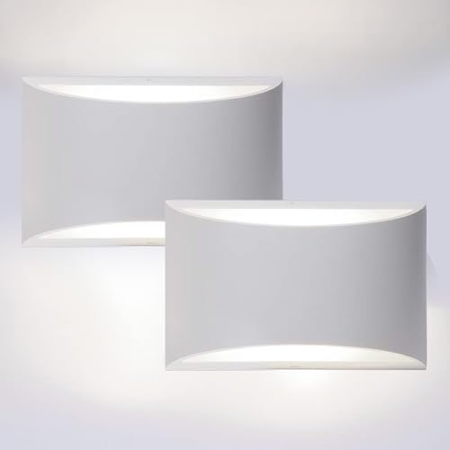 Image of Wall Sconces Set of 2 - Up and Down White Hardwired Interior Wall Lights for Living Room, Bedroom, Hallway. White 6000K with G9 Bulbs.