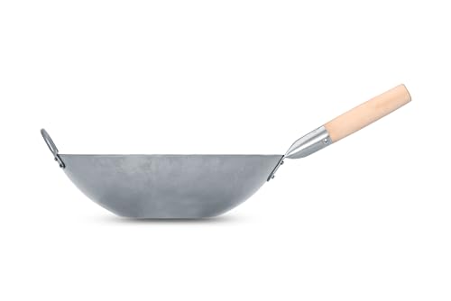 Wok plano 14 pulgadas con set utensilios 4 piezas miniatura 6