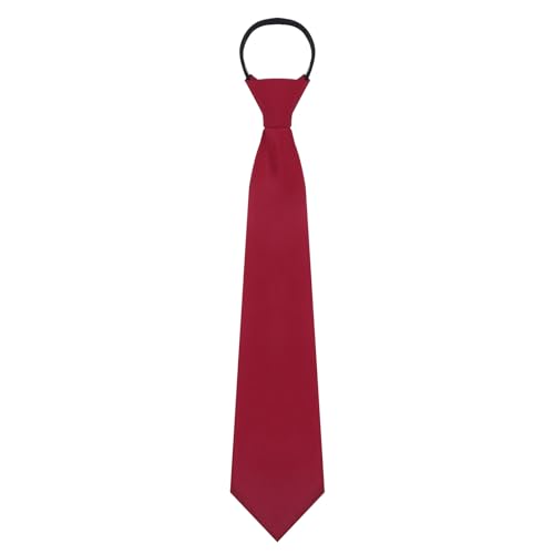 Mantieqingway Ties for Women, Pre-tied Zipper Tie Girls/Boys Adjustable Neckties for Uniforms, School, JK Cosplay, Accessory (Wine Red)