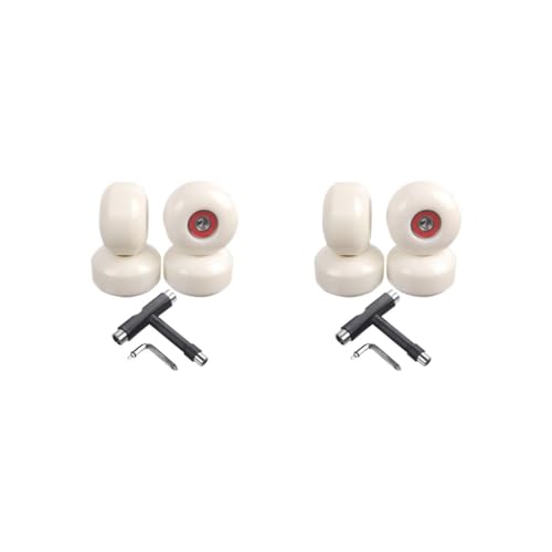 BHFZIAP Juego de 2 ruedas de monopatín 95A 608S ABEC 9 rodamientos llave inglesa, color blanco y rojo