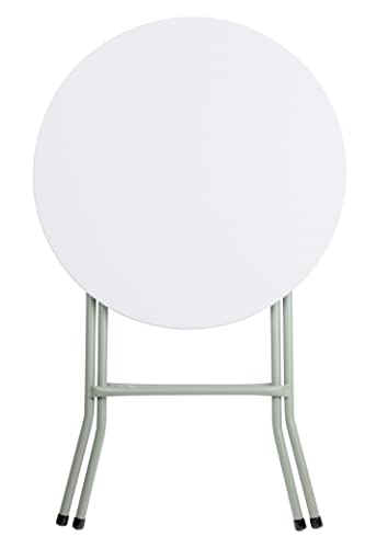 24\" Round Granite White Heavy-Duty Blow Molded Standard Height Plastic Folding Table, Folding Camping Table Folding Tables Party Table And Chairs For Events Folding Tables Picnic Folding Table - Thumbnail 5