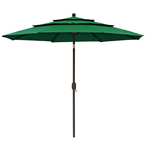 COWVIE 3m 3-Tier Patio Parasol, Outdoor Table Sun Shade Umbrella, Beach Umbrella with Tilt Adjustment