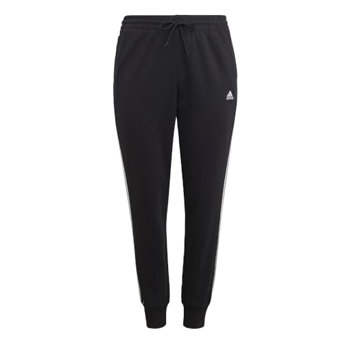 Image of adidas Women's Plus Size Essentials 3-Stripes French Terry Cuffed Pants, Black/White, 3X