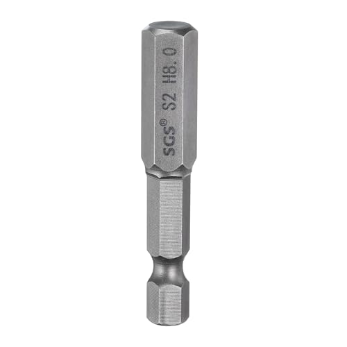 sourcing map H8.0 Hex Head Drill Bit Wrench 8mm Metric Flat Tip 1/4 Hex Shank 50mm (2) Long Magnetic Hexagonal Screw Driver Socket Industrial Screwdriver Power Bits