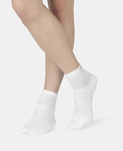 Image of Jockey 7036 Men's Compact Cotton Terry Ankle Length Socks With StayFresh Treatment (Pack of 5) Black, White, Navy, Mid Grey & Charcoal Melange FREE SIZE